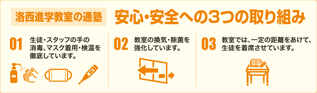 洛西進学教室の通塾安心・安全への3つの取り組み