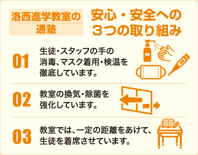 洛西進学教室の通塾安心・安全への3つの取り組み