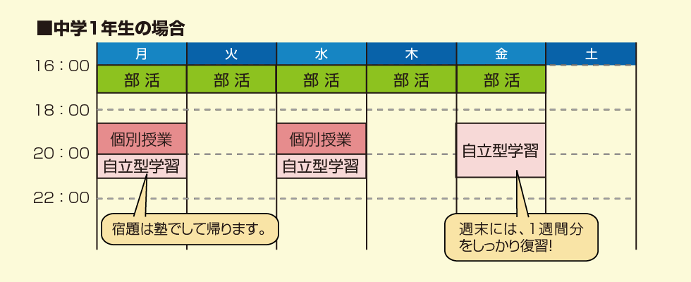 学習スケジュール例(中1)